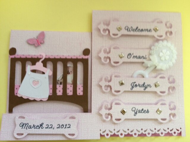 Baby girl dresser card