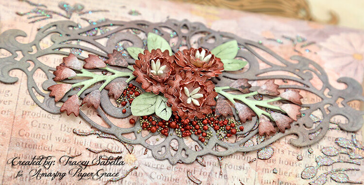 Fall Card and Pillow Gift Box Ensemble with Amazing Paper Grace Flourished Flerit Die of the Month.