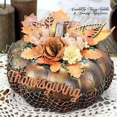 Thanksgiving Pumpkin with Handcrafted Flowers