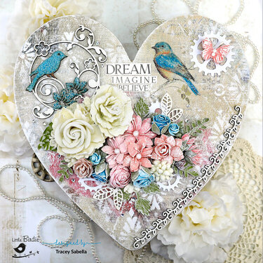 'Dream Imagine Believe' Romantic Shabby Mixed Media Heart