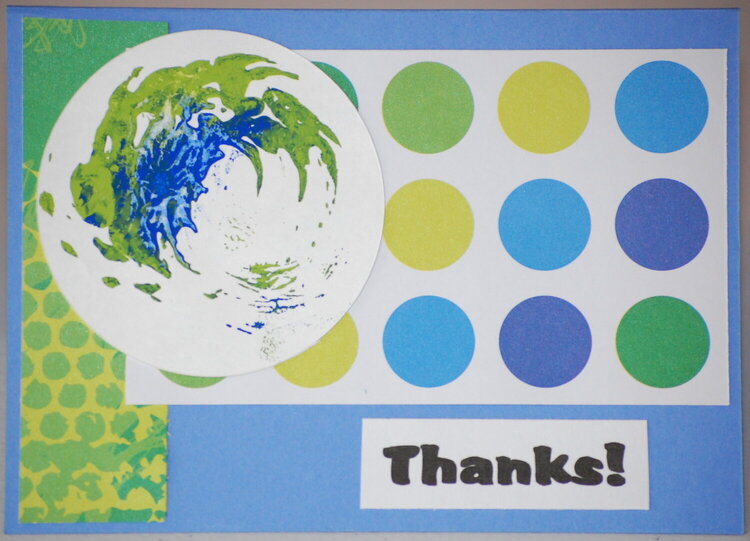 Blue and green swirl thank you card