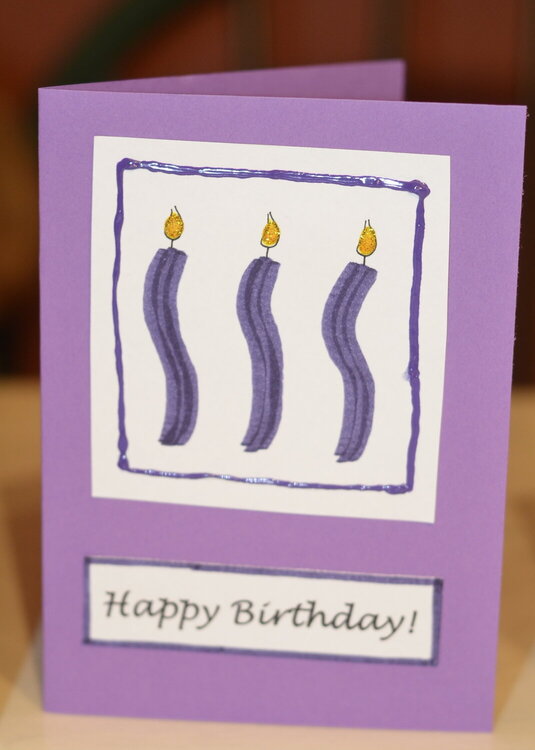 Purple candle birthday card