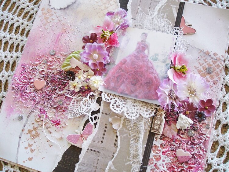Scrapbook Layout in Pink