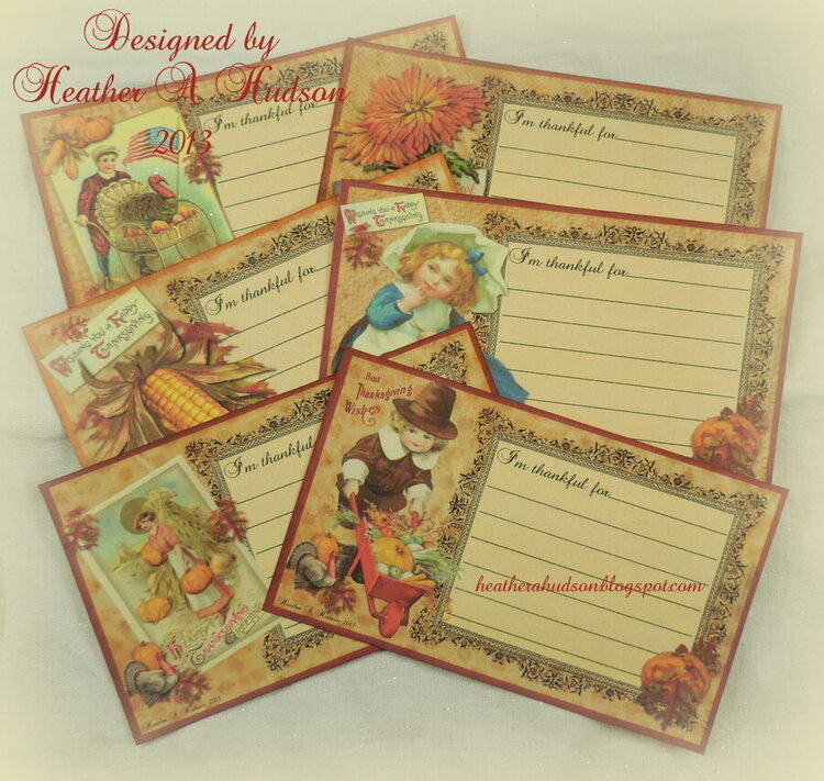 Thanksgiving &quot;Thankful For&quot; Family Tradition Card set