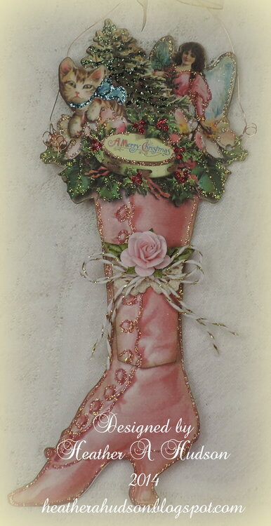 Victorian Ladies Christmas Pink Boot Ornament
