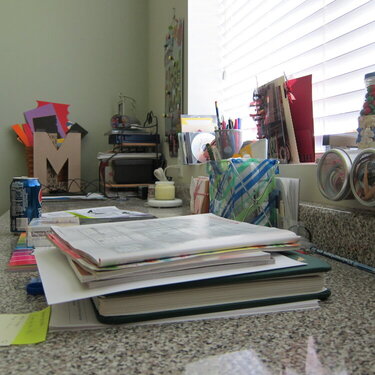 other view of my messy counter with projects to do...