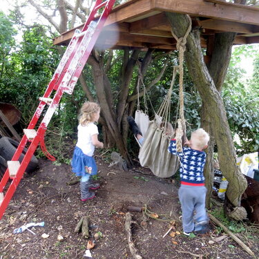 Kids under the treehouse!