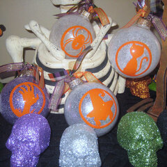 Halloween Glow-in-the-Dark Glittered Ornamnets