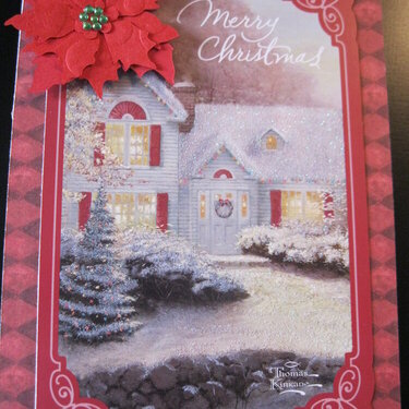 Christmas card with smaller poinsettia