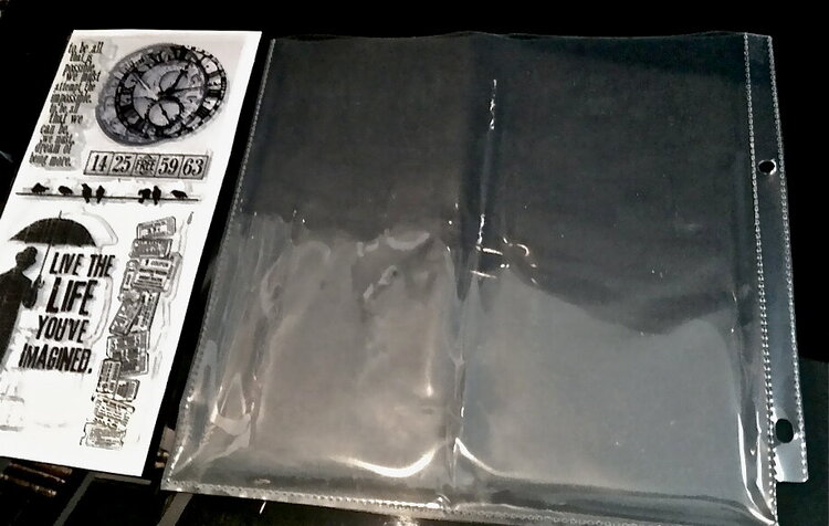 modified page protectors for inkadinkado, hampton art &amp; tim holtz clear stamps