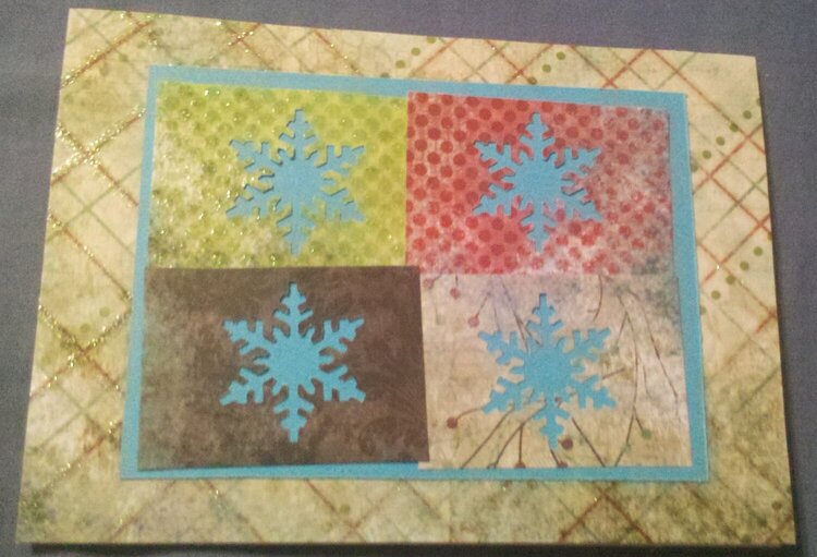 Blocked Snowflakes Christmas Card