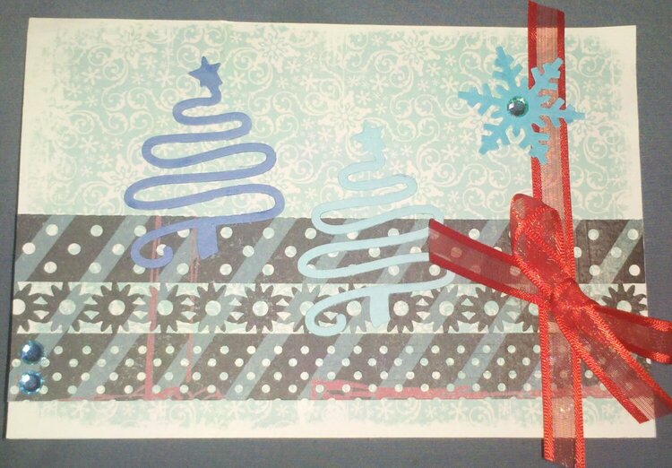 Swirly Trees and Lace Christmas Card