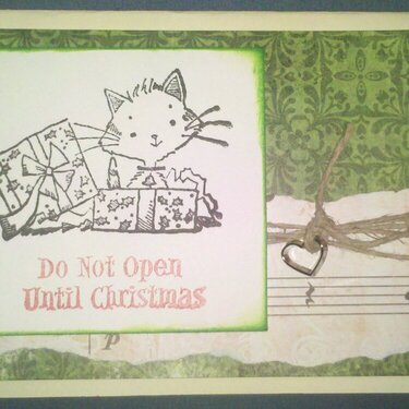 Green Cat Christmas Card