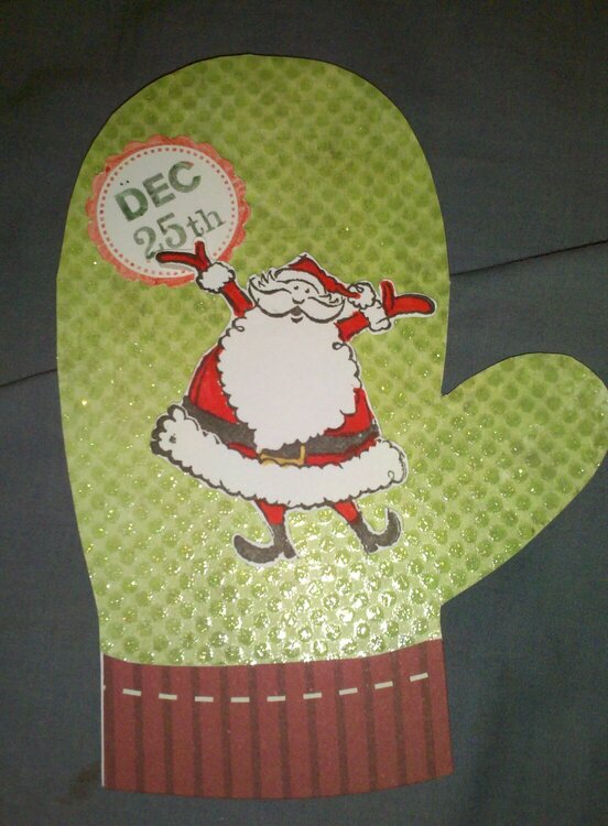Green Santa Claus Glove Christmas Card