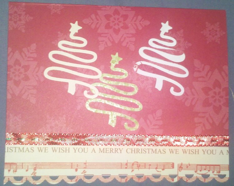 Red Swirly Tree Christmas Card