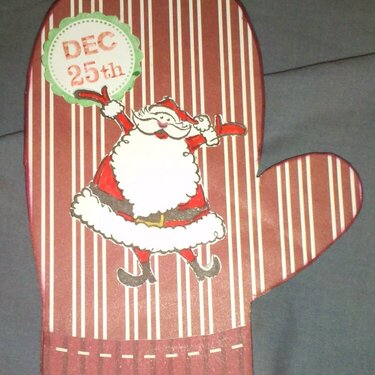 Striped Santa Glove Christmas Card