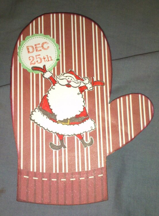 Striped Santa Glove Christmas Card