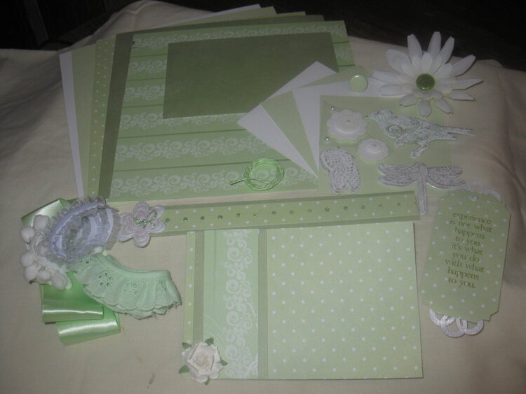 JANUARY KIT SWAP - GREEN AND WHITE FLOWERS.