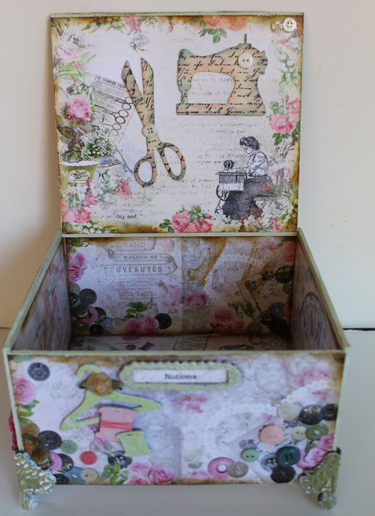 Vintage Sewing Themed Altered Cigar Box