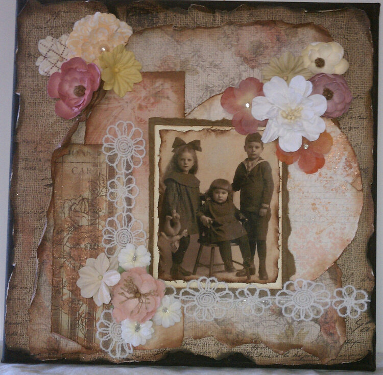 Vintage grunge layout on canvas