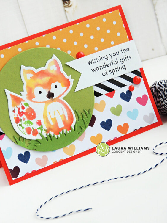 Floral Watercolor Fox Springtime Card