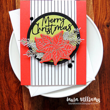 Merry Christmas Glimmer Poinsettia Card