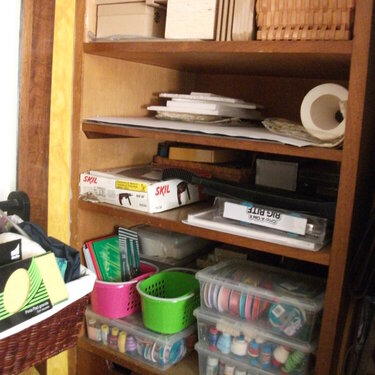 The closet: boxes, tool, frames,ribbons,paints,etc.
