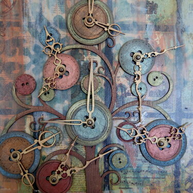 Flourish Tree Canvas #3 (Buttons &amp; Clockhands)