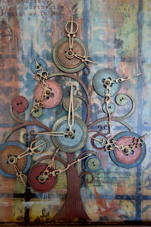 Flourish Tree Canvas #3 (Buttons &amp; Clockhands)