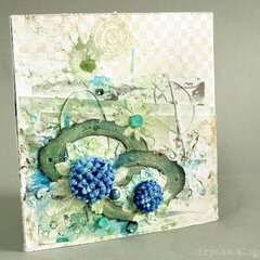 spring mixed media card with 3rd Eye stamps