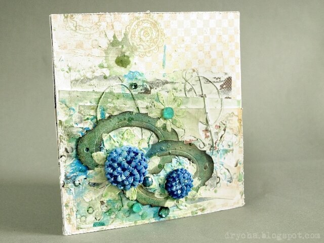 spring mixed media card with 3rd Eye stamps