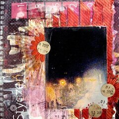 messy mixedmedia layout with 3rd Eye stamps