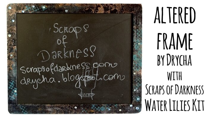 Altered chalkboard frame with Scraps of Darkness Kit