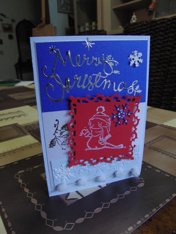 Merry Christmas card blue&amp;silver