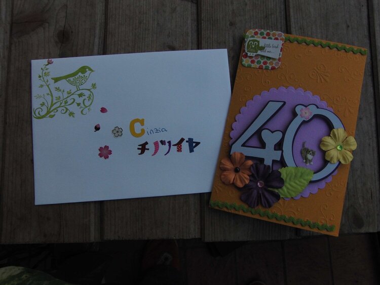 40th birthday card +envelope