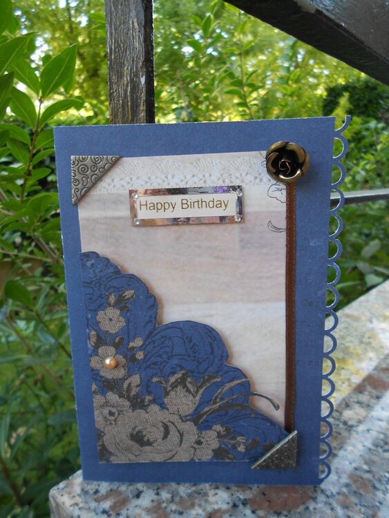 Birthday card &quot;blue and brown&quot;