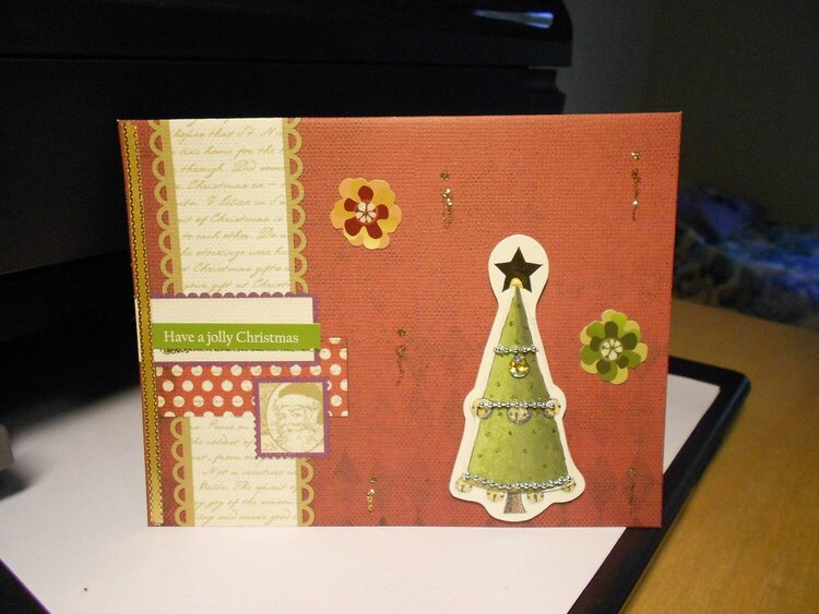 Christmas card: tree and flowers