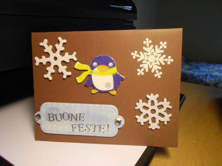 Christmas card: penguin with scarf