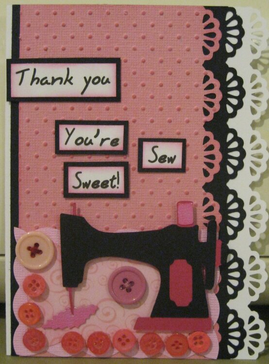 Thank you you&#039;re sew sweet card