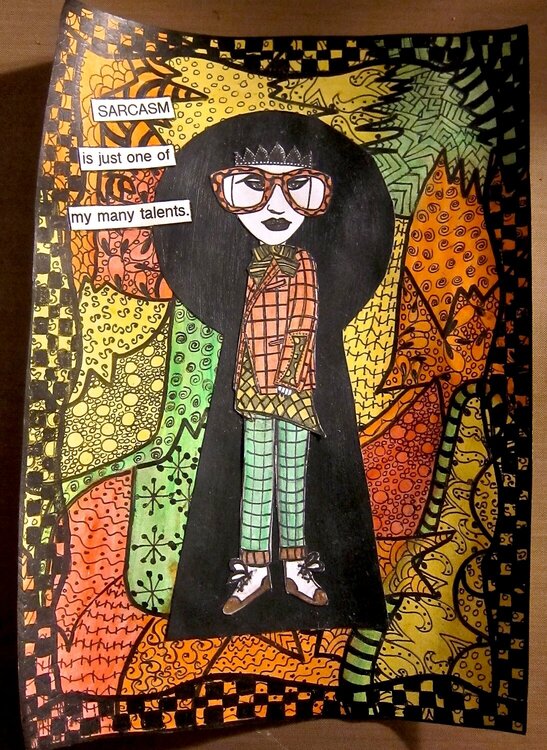 Mixed Media Art Journal Page &quot;Sarcasm is Just One of  My Many Talents&quot;