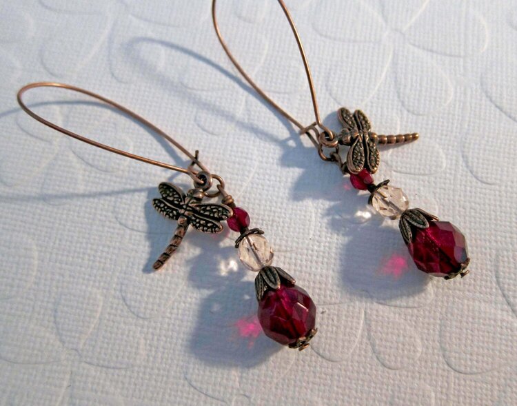 Whimsical Dragonfly Antiqued Copper Earrings