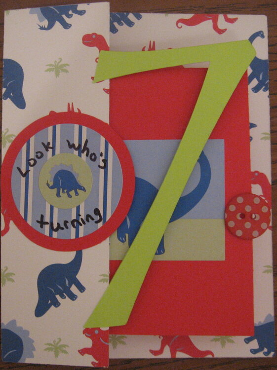 Dinosaur birthday card, view #1