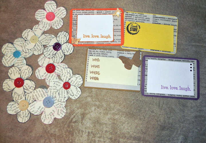 Flowers and Journal Blocks for Book Page  Embellishment Swap...