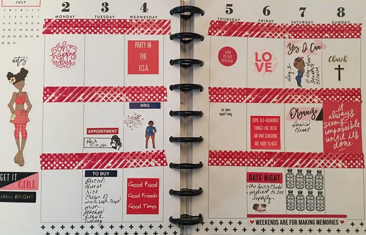 Planner layout 2 July -8 July 18.