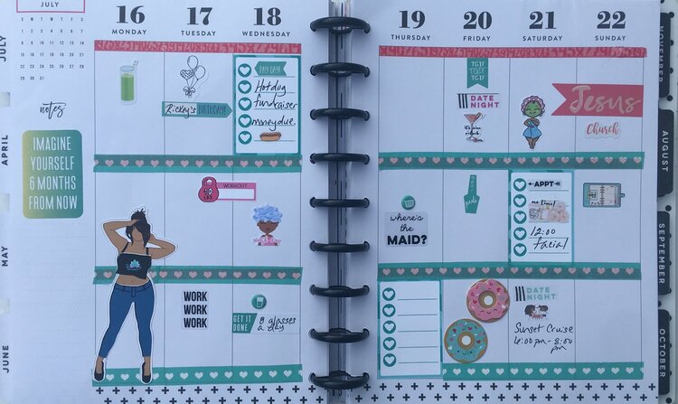 Planner layout 16 July- 22 July 2018