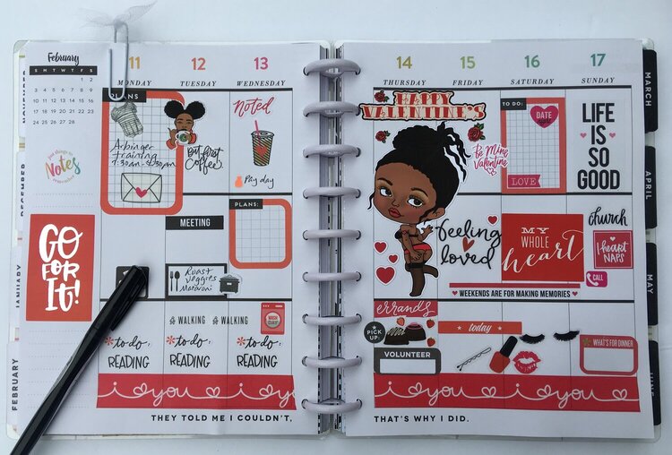 Planner layout 11 February-17 February 2019