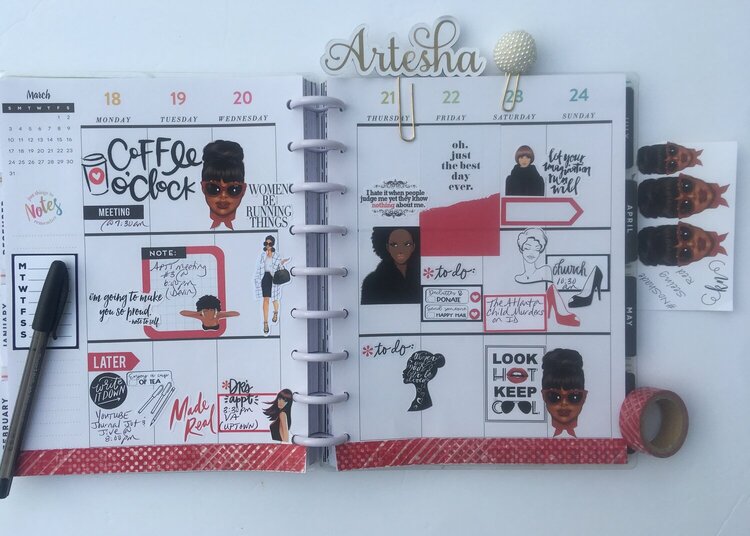 Planner spread 18 March- 24 March 2019