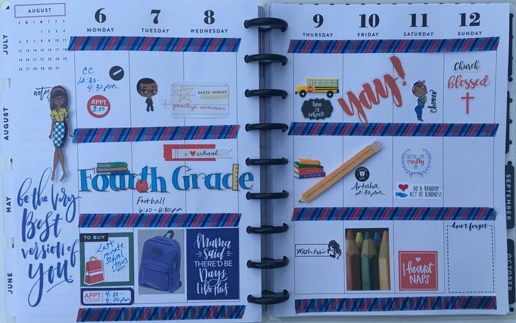 Planner layout 6 August-12 August 2018