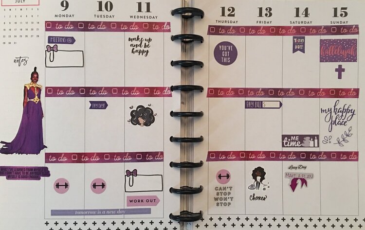 Planner layout 9 July-15 July 2018