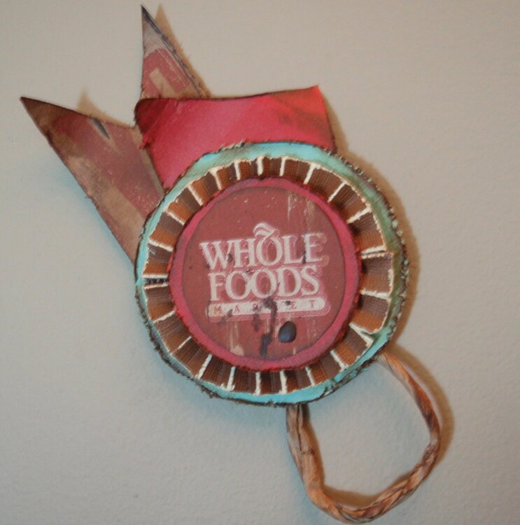 Altered Art Paper Medallian-Recycled Whole Foods Bag